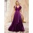Elegant Purple Sequin Lace-Trimmed V-Neck Gown with Ruffle Sleeves and Flowing Skirt - Perfect for Formal Events, Formal Event Attire|Sequin Embellished Dress|Lace Trim Detail, Elegant Party Dress For Women, Elegant Dress For Women, Elegant Woman'S Dress