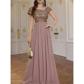 Women's Elegant Wedding Dresses - Formal Evening gowns with Slim Fit & Flowy Train, Bridal party, Prom, Gala - Machine Washable Lace-like Party gowns in - by XinYu, Prom Dress, Fitted Bodice, Shimmering Fabric, Stylish Formalwear, Event Attendees