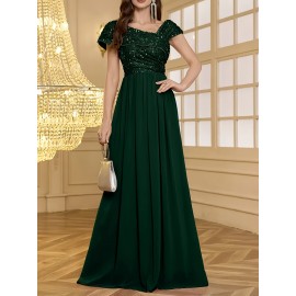 Women's Elegant Wedding Dresses - Formal Evening gowns with Slim Fit & Flowy Train, Bridal party, Prom, Gala - Machine Washable Lace-like Party gowns in - by XinYu, Prom Dress, Fitted Bodice, Shimmering Fabric, Stylish Formalwear, Event Attendees