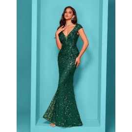 Elegant Beaded Mature Sleeveless Mermaid Dress for Summer Party Evening Formal High-End Luxury Bridesman Gown V Neck Wedding Sexy Tank Long Skirt