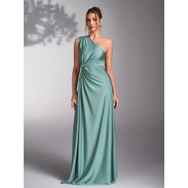 Women's Elegant Wedding Formal gown - One-Shoulder Mermaid Party Dress, Formal Events, Hand Washable - Bridal Party, Prom, Evening Ceremony Attire, Prom Dress, Quality Construction, Medium Stretch Fabric