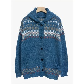 [Cozy Elegant Cardigan Sweater] Cozy Elegant Women's Cardigan Sweater Coat | Hooded Button-front Closure, Turquoise/Red/Black/Gray/White, Machine Washable Winter Jacket for Everyday & Formal Outfits, Autumn Knitwear, Comfortable Fit