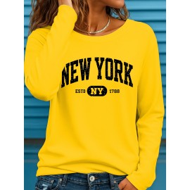 Plus Size Women's Long Sleeve Round Neck T-Shirt New Fashion Letter Print ii 369, Everyday Outfit, Winter Clothing, Trendy Top, Stylish Tee, Medium Stretch, Breathable Shirt, Printed Tshirt, Oversized Top, Fashion Lovers, Bodypositive Wear