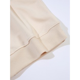 Plus Size Women's Loose Fit Long Sleeve Sweatshirt - Geometric Pattern Round Neck Casual Pullover, All-Season Soft Breathable Fabric, Machine Washable for Everyday Comfort, Comfortable Clothing, Playful Design, Easy Care Material