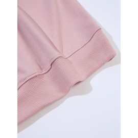 Plus Size Women's Loose Fit Long Sleeve Sweatshirt - Geometric Pattern Round Neck Casual Pullover, All-Season Soft Breathable Fabric, Machine Washable for Everyday Comfort, Comfortable Clothing, Playful Design, Easy Care Material