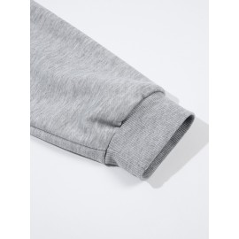 Plus Size Women's Loose Fit Long Sleeve Sweatshirt - Geometric Pattern Round Neck Casual Pullover, All-Season Soft Breathable Fabric, Machine Washable for Everyday Comfort, Comfortable Clothing, Playful Design, Easy Care Material