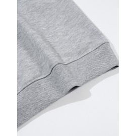 Plus Size Women's Loose Fit Long Sleeve Sweatshirt - Geometric Pattern Round Neck Casual Pullover, All-Season Soft Breathable Fabric, Machine Washable for Everyday Comfort, Comfortable Clothing, Playful Design, Easy Care Material