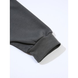 Plus Size Women's Loose Fit Long Sleeve Sweatshirt - Geometric Pattern Round Neck Casual Pullover, All-Season Soft Breathable Fabric, Machine Washable for Everyday Comfort, Comfortable Clothing, Playful Design, Easy Care Material